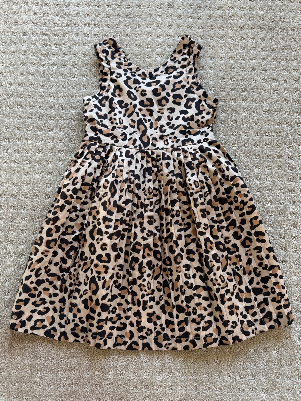 NWOT Janie And Jack Girls’ Brown And Beige Leopard Print Party Dress, Size 6